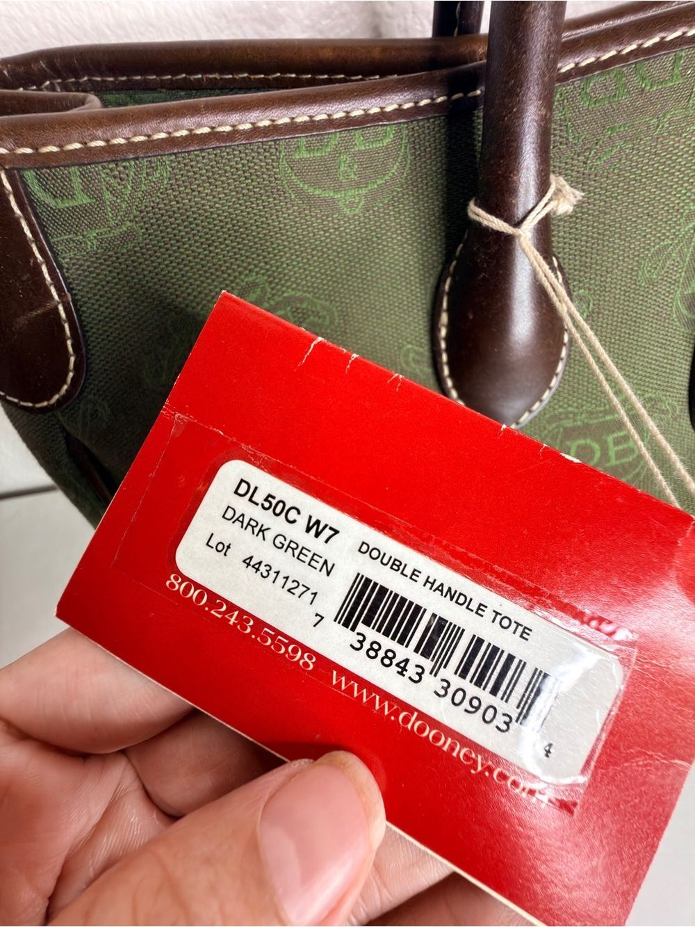 Dooney & Bourke Vintage 80’s Olive Green Canvas Satchel with Brown Leather Trim - Picture 8 of 10